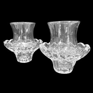 Vintage 1980s Pinwheel and Fans Glass Votive/Tealight/Taper Candle Holders